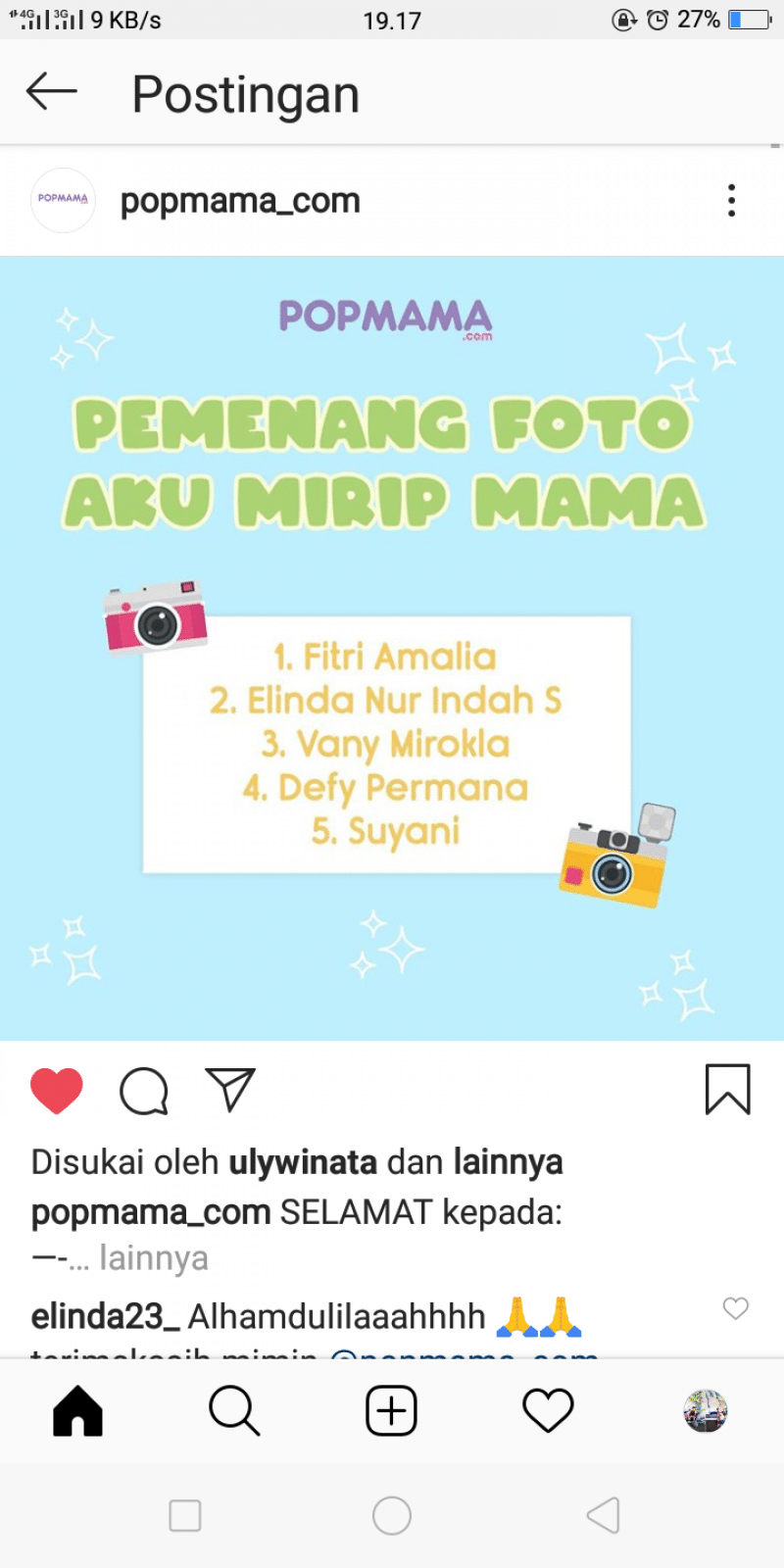 Pemenang Giveaway Mirip Mama