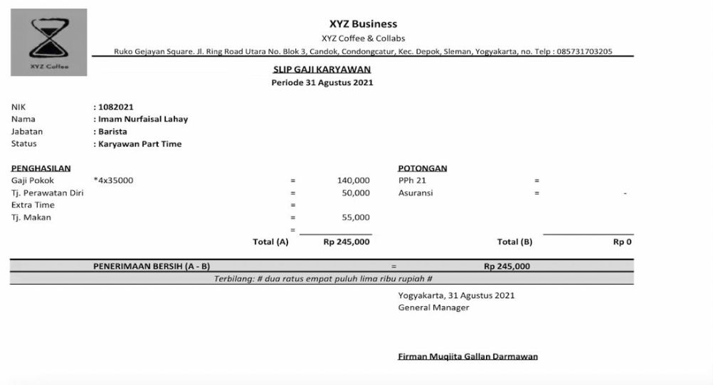 5 Contoh Slip Gaji Karyawan Lengkap Formatnya 6684