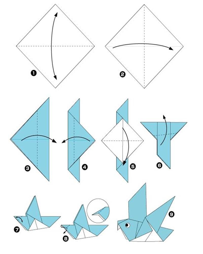 1. Origami berbentuk burung merpati