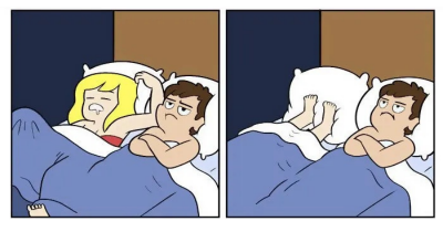 7 Ilustrasi Lucu saat Tidur Bareng Pasangan, Kamu Pernah Mengalami