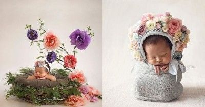 5 Newborn Photoshoot Bayi Artis Bertema Bunga, Ada Chava Ansara