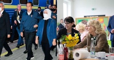 Adu Gaya Iriana Jokowi & Jill Biden Ukraina, Ada Simbol Perdamaian