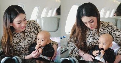 7 Foto Baby leslar Dipangku Celine Evangelista, Anteng Banget
