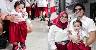7 Foto Ameena Pakai Seragam SD Rayakan HUT RI, Netizen Bayi Jenius