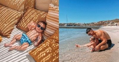 5 Foto Baby Izz Pertama Kali Bermain di Pantai, Menggemaskan!