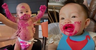 9 Foto Bayi Artis saat Makan Buah Naga, Belepotan tapi Menggemaskan!