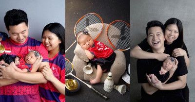 5 Newborn Photoshoot Anak Greysia Polii Bertema Bulu Tangkis, Unik!