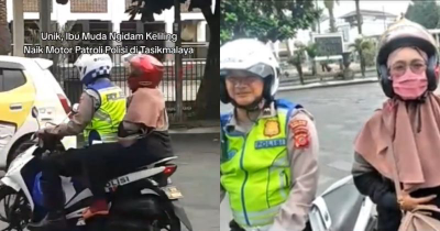 Unik, Seorang Ibu Hamil Ngidam Keliling Naik Motor Dibonceng Polisi